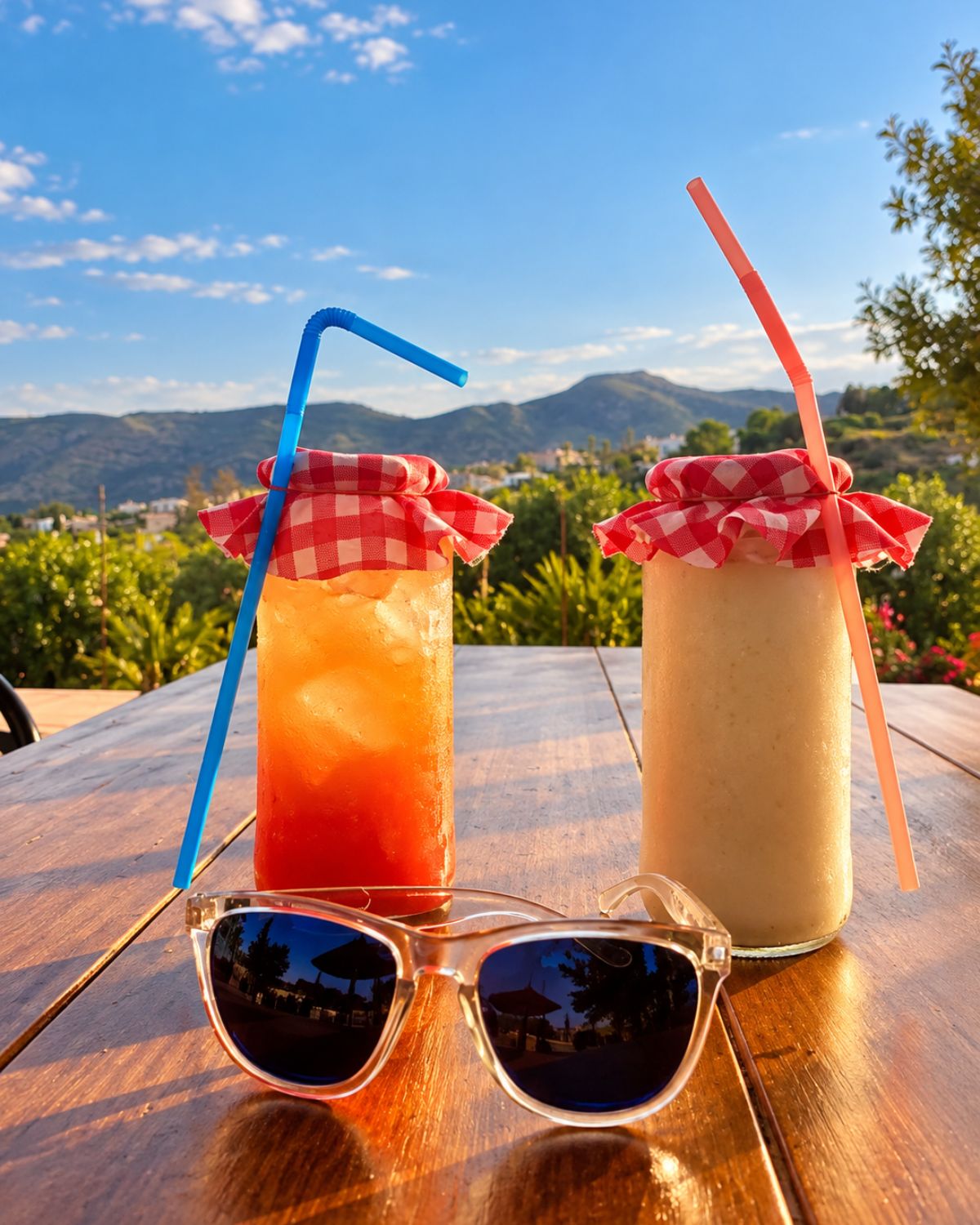 Limonadas caseras frías junto a la piscina, Pool Bar restaurante en Benidoleig, Marina Alta